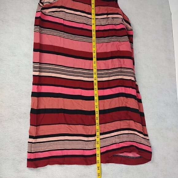 Ann Taylor LOFT Sleeveless Lightweight Striped Pink Red Shift Dress. Size MP - Picture 5 of 8